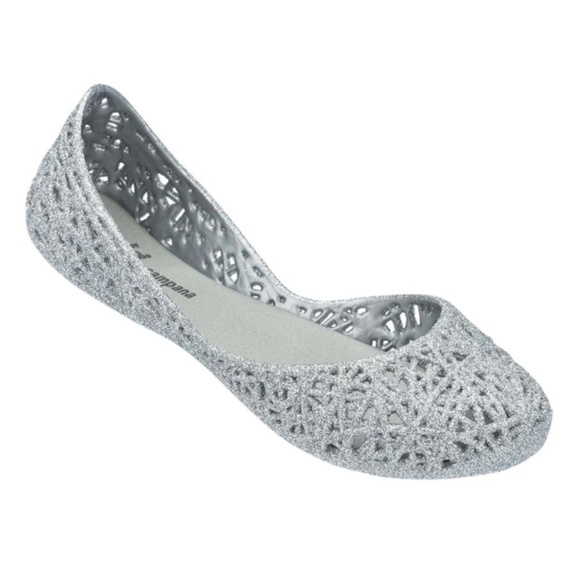 Mini Melissa Other - Dreamed By Melissa X Campana Girls Silver Glitter Ballet Flats